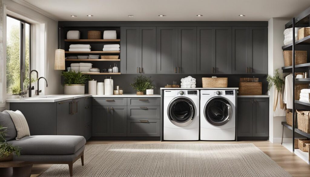 stylish laundry room storage